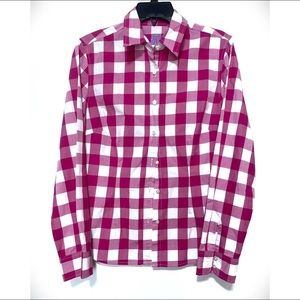 J. Mclaughlin Pink and White Gingham Button Down